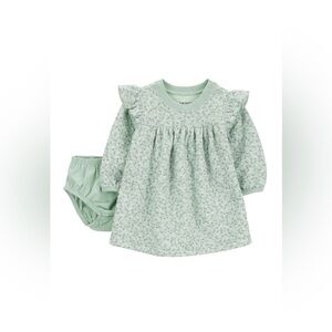 NWOT Carter's Mint Floral Baby Dress with Bloomers 2 Piece
